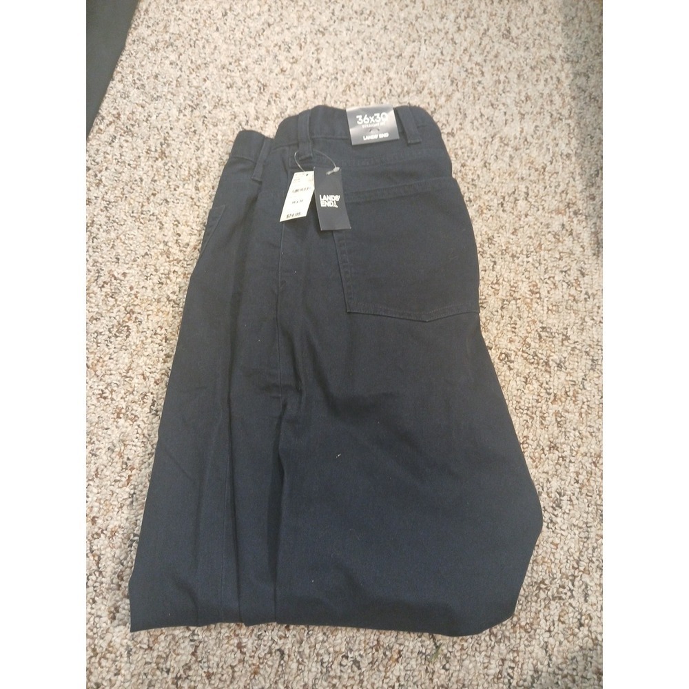 Lands End Pants Khaki Mens 36X30  Navy Blue Traditional Fit Chino Casual NEW